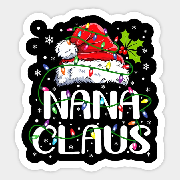 Nana Claus Christmas Lights Pajama Family Matching Sticker by rivkazachariah